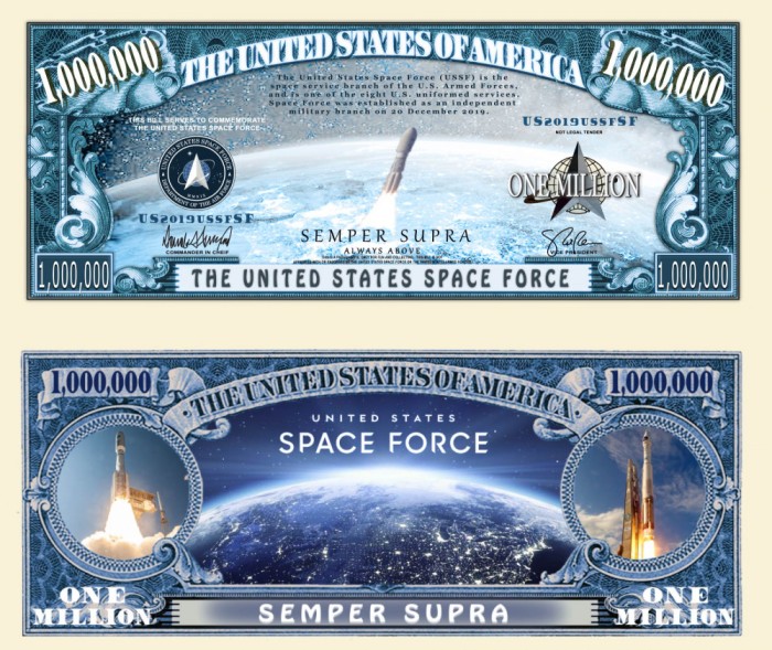 !!! SUA = FANTASY NOTE - US SPACE FORCE - 2019 - UNC
