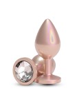 Plug Anal NS Novelties Iridescent Medium Roz Auriu - Aluminiu Lustruit cu Cristal Acrilic, Finisaj Irizant, 8.2cm Lungime