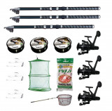 Set 3 lansete 2,7m ultra carp, trei mulinete LS500, trei gute, trei monturi, minciog, pufuleti si juvelnic