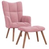 VidaXL Scaun de relaxare cu taburet, roz, catifea
