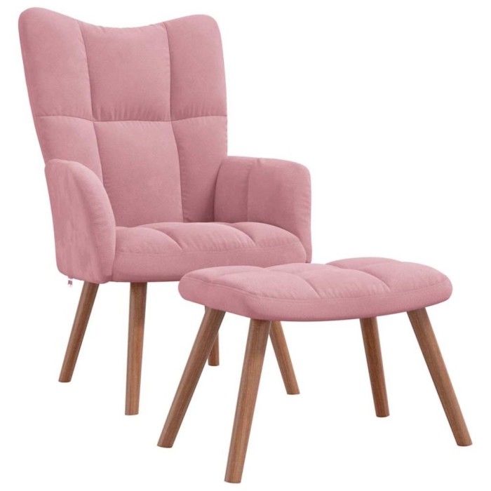 vidaXL Scaun de relaxare cu taburet, roz, catifea