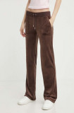 Cumpara ieftin Juicy Couture pantaloni de trening din velur culoarea maro, neted, JCAP180EU