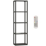 HOMCOM Lampă de podea RGB cu rafturi din sticlă, lampă LED cu 4 niveluri cu telecomandă, sincronizare muzicală, negru | Aosom Romania