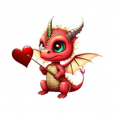 Sticker decorativ Dragonas, Rosu, 50 cm, 3569ST