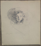 Portret copil// Magda Isacescu, creion pe hartie, Peisaje, Acuarela, Altul