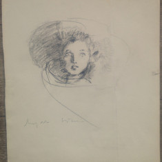 Portret copil// Magda Isacescu, creion pe hartie