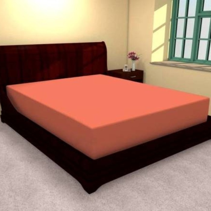 HUSĂ DE PAT TRICOT CU &Icirc;NĂLȚIME STANDARD DE 25 CM PORTOCALIU - 140x200
