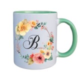 Cana m&acirc;ner verde personalizata cu initiala B, INOVATIX&reg;️. 330ml