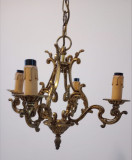 Candelabru antic din bronz cu 4 brațe in stilul Rococo