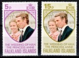 Falkland 1973, Mi #220-221**, nunta Printesei Anne, MNH! Cota 1,80 &euro;!, Regi, Nestampilat