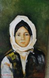 Tablou portret tanara fata semnat Cimpoesu dupa Grigorescu.