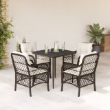 VidaXL Set mobilier de grădină, 5 piese, cu perne, maro, poliratan