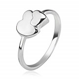 Inel argint 925, o inimă asimetrică si una simetrică - Marime inel: 58
