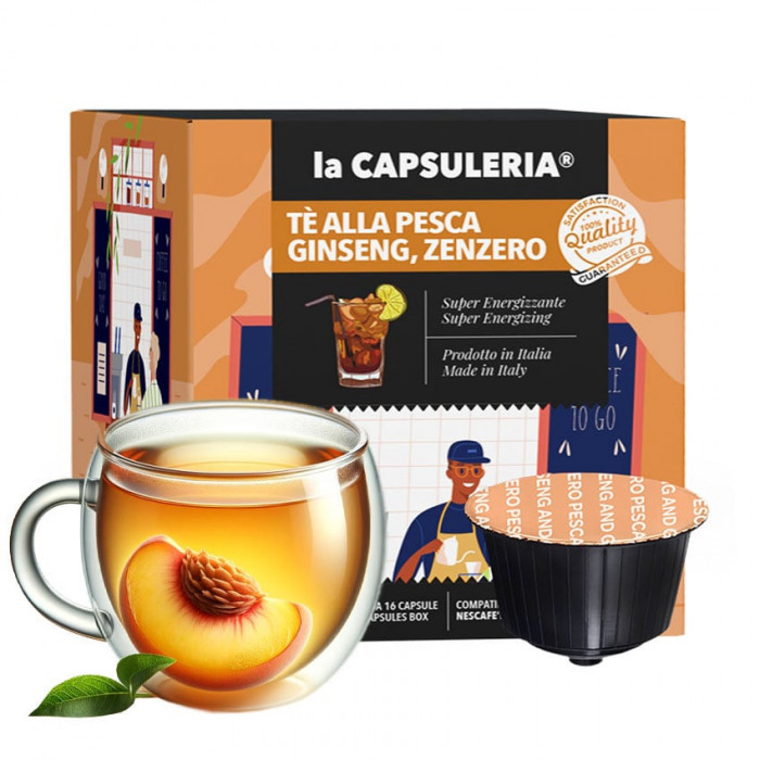 Ceai de piersici, ginseng si ghimbir, 96 capsule compatibile Dolce Gusto, La Capsuleria