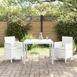 VidaXL Set mese grădină 3 pcs Alb 100 x 100 x 73 cm Poliratan