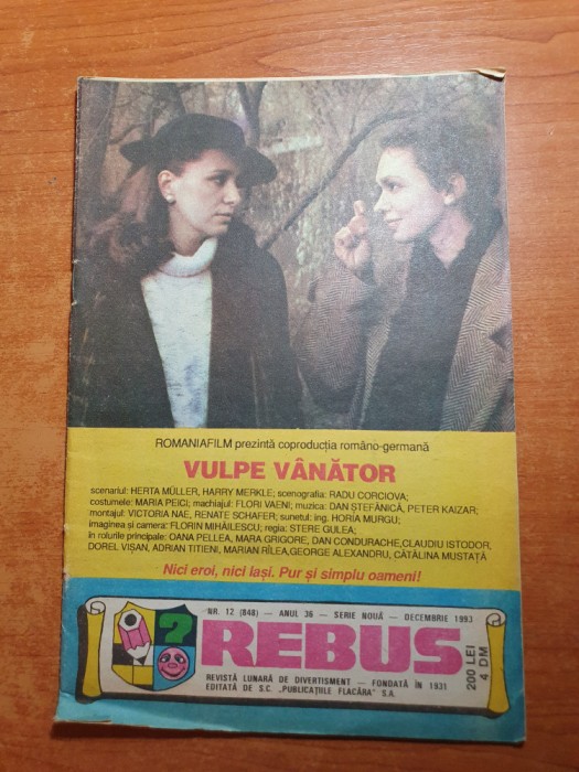 revista rebus decembrie 1993 - revista de divertisment