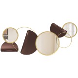 HOMCOM Oglindă Modernă Rotundă de Perete cu Decorațiune 101x41.5 cm, Auriu | Aosom Romania