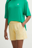 Adidas Originals pantaloni scurti din bumbac culoarea galben, neted, high waist, IT4286