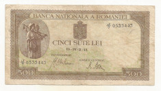 ROMANIA 500 LEI 1941 [01] filigran vertical foto