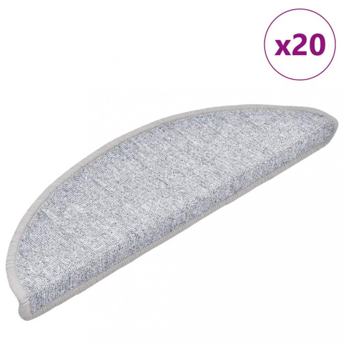 vidaXL Covorașe pentru scări, 20 buc., 56x17x3 cm, gri deschis, semirotunde 3365784