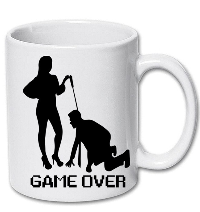 Cana alba personalizata &quot; Game Over Women &amp; Man &quot;, INOVATIX&reg;. 330ml