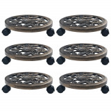 Set 6 Suporturi Plante cu Role Gossi, 30cm, Plastic Bronz, Interior/Exterior, Rezistent UV