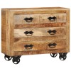 VidaXL Servantă cu 3 sertare, 80x30x65 cm, lemn masiv de mango brut
