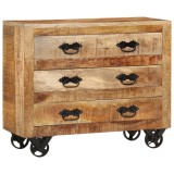 vidaXL Servantă cu 3 sertare, 80x30x65 cm, lemn masiv de mango brut