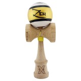 Kendama X ZEN Originala, Profesionala, Cyrax, Big Cups V2, Super Sticky Legendary Cupe Mari, Rulment Metalic cu Ata 55 cm, Auriu/Alb