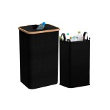Colector selectiv sticle Leziter 100L negru, material Bambus Oxford, dimensiuni 67x44x33 cm