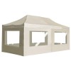 Cort de petrecere pliabil cu pereți, crem, 6 x 3 m, aluminiu
