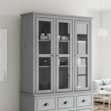 VidaXL Dulap cu uși din sticlă &bdquo;BODO&rdquo;, gri, lemn masiv de pin 355079