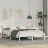 vidaXL Cadru de pat Alb 135 x 190 cm Lemn de brad solid
