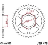 Pinion spate 45 dinti pas lant 520 &ndash; Kawasaki ZXR 400 - ZX-6R 600 Ninja - ZX-6R 636 Ninja - ER-6F - ER-6N 650 Versys - Vulcan 650
