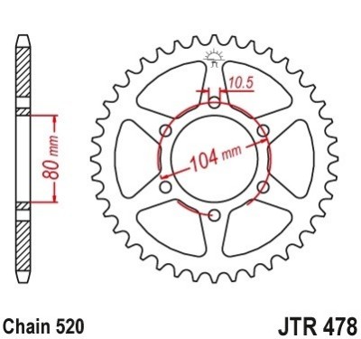 Pinion spate 42 dinti pas lant 520 &amp;ndash; Kawasaki ZXR 400 - ZX-6R 600 Ninja - ZX-6R 636 Ninja - ER-6F - ER-6N 650 Versys - Vulcan 650 foto