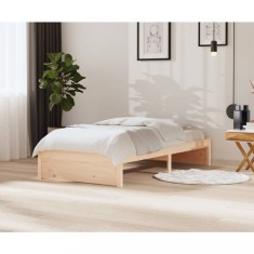 vidaXL Cadru de pat, alb, 100x200 cm, lemn masiv 814940