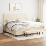 Cumpara ieftin Pat box spring cu saltea, crem, 200x200 cm, textil