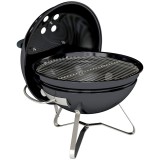 Outsunny Grătar pe cărbune Grătar rotund portabil cu m&acirc;ner pentru capac fante de ventilație reglabile pentru barbecue 41x41x44 cm Negru | Aosom Romani