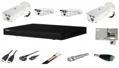 Kit 4 camere supraveghere 2MP, IR 80m Starlight Dahua, Exterior + DVR 4 canale Dahua + Sursa + Cablu + Mufe + Cablu HDMI foto