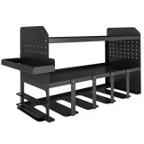 Outsunny Organizer pentru unelte de grădină 2-niveluri Suport scule cu c&acirc;rlige Tăviță laterală p&acirc;nă la 50 kg 61,8 x 23 x 32,7cm Negru | Aosom Romania