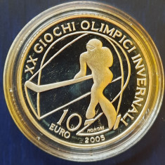 Moneda de argint - 10 Euro "Olimpiada de iarna- Hockey", Italia, 2005 - G 3954