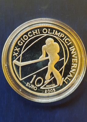 Moneda de argint - 10 Euro &amp;quot;Olimpiada de iarna- Hockey&amp;quot;, Italia, 2005 - G 3954 foto