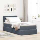 Cumpara ieftin Pat cu LED si saltea Gri inchis 90 x 190 cm Catifea