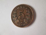 Rara! Norvegia 5 Ore 1899 Oscar II, Europa, Bronz