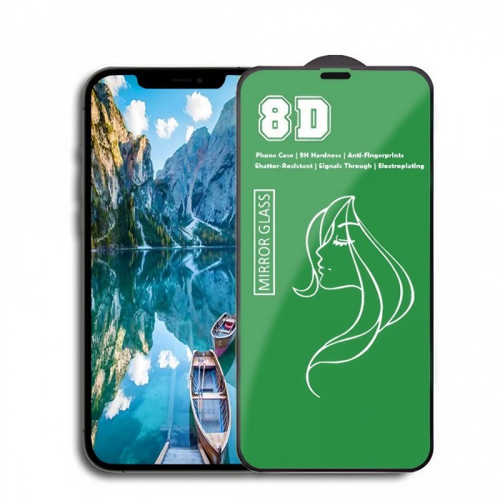 Folie de protectie, flippy, pentru iphone 15 pro, tempered glass mirror 8d, efect oglinda, hd, verde