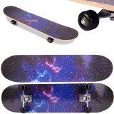Skateboard multicolor pentru copii, 77x20 cm, design modern galaxie, JollyMag, 112271