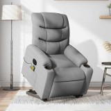 vidaXL Fotoliu electric masaj rabatabil cu ridicare, gri &icirc;nchis textil