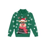 Tricou de Crăciun ur&acirc;t pentru băieți Alisister cu fermoar 1/4, pulover tricotat pentru copii, 3&ndash;10