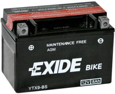 Baterie moto 12V 8Ah (YTX9-BS) AGM fara mentenanta (sigilata) Exide foto