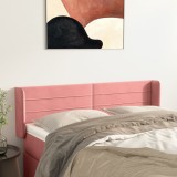 VidaXL Tăblie de pat cu aripioare roz 147x16x78/88 cm catifea